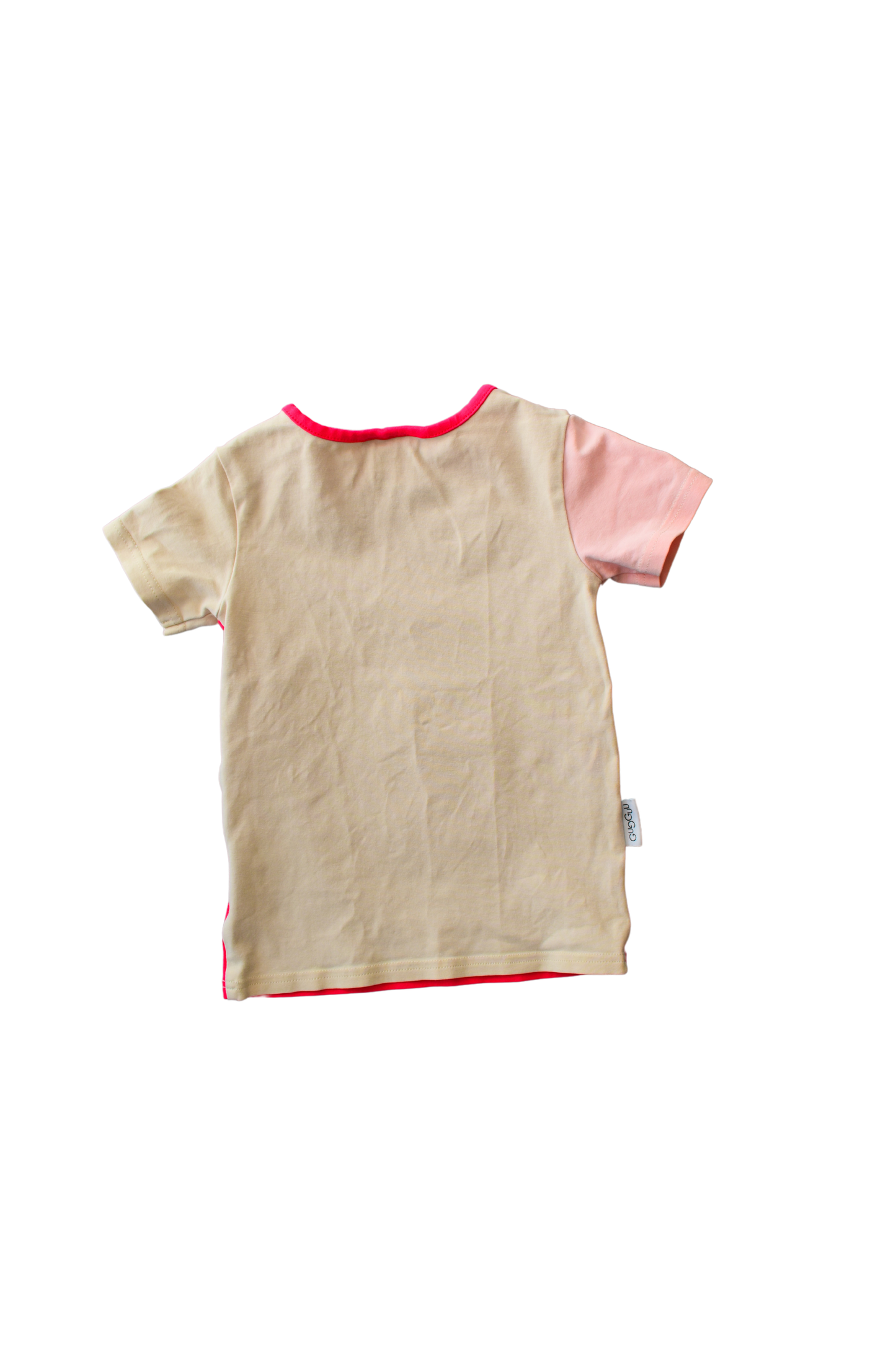 pinkki-beige-colorblock-t-paita-gugguu