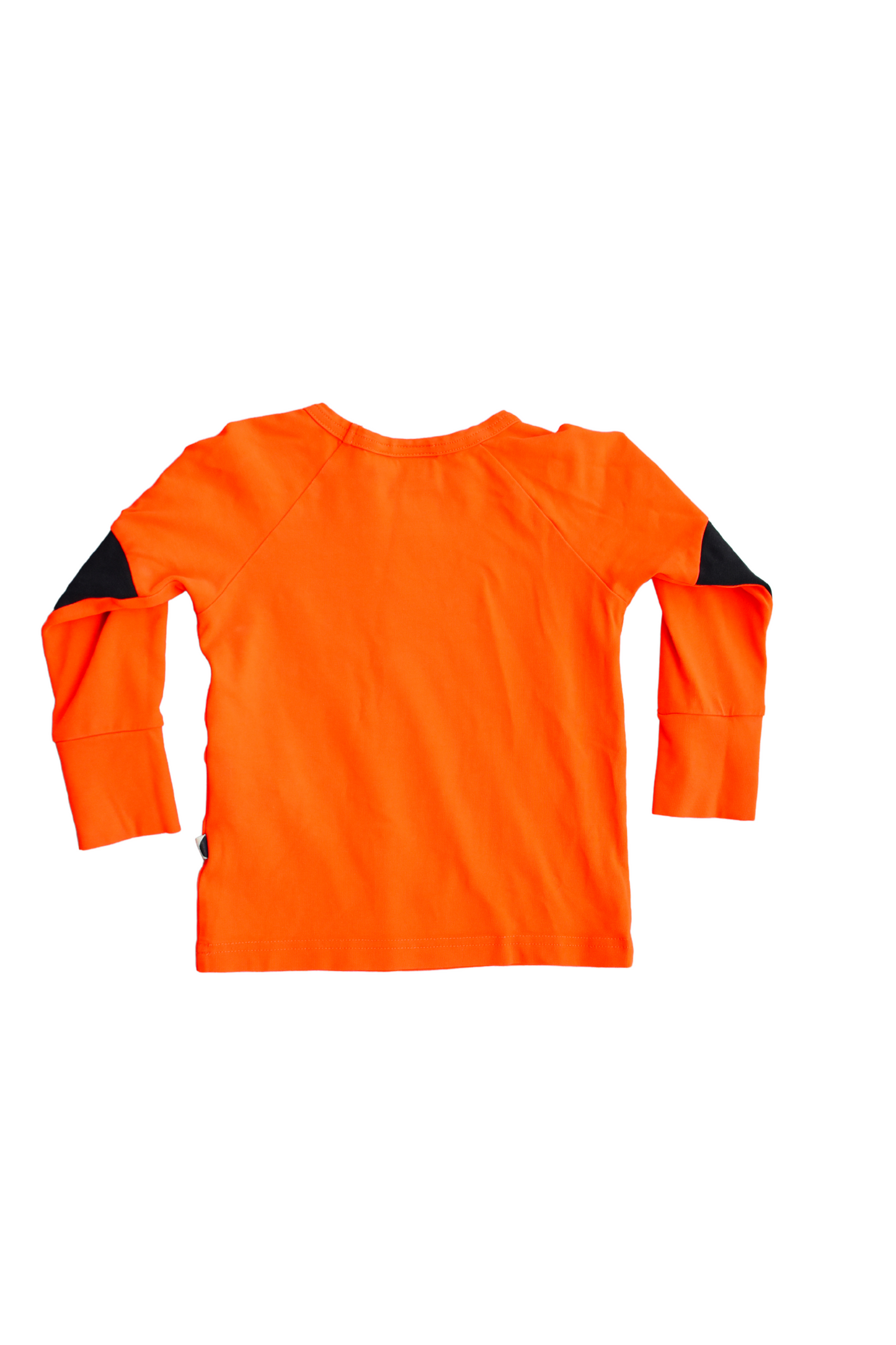 vauvojen-oranssi-pitkähihainen-trikoopaita-kyynärpaikoilla-Papu