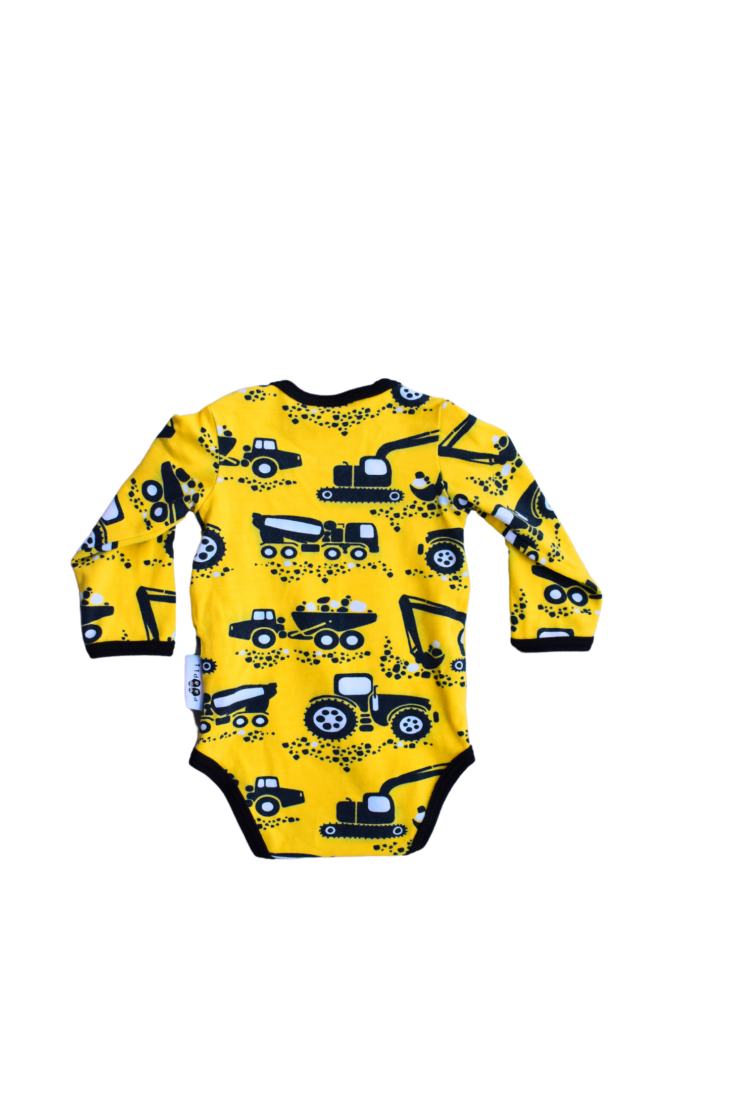 vauvojen-keltainen-työkonekuvioitu-body-papii